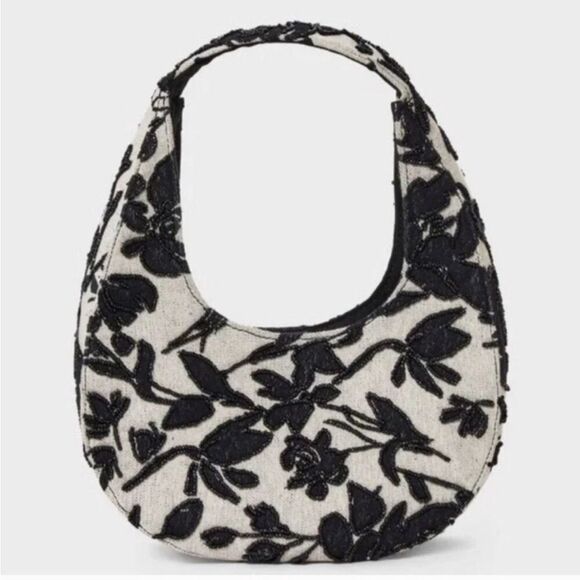 Elegant Black and off White Floral Women's Bag A new Day - Picture 1 of 4